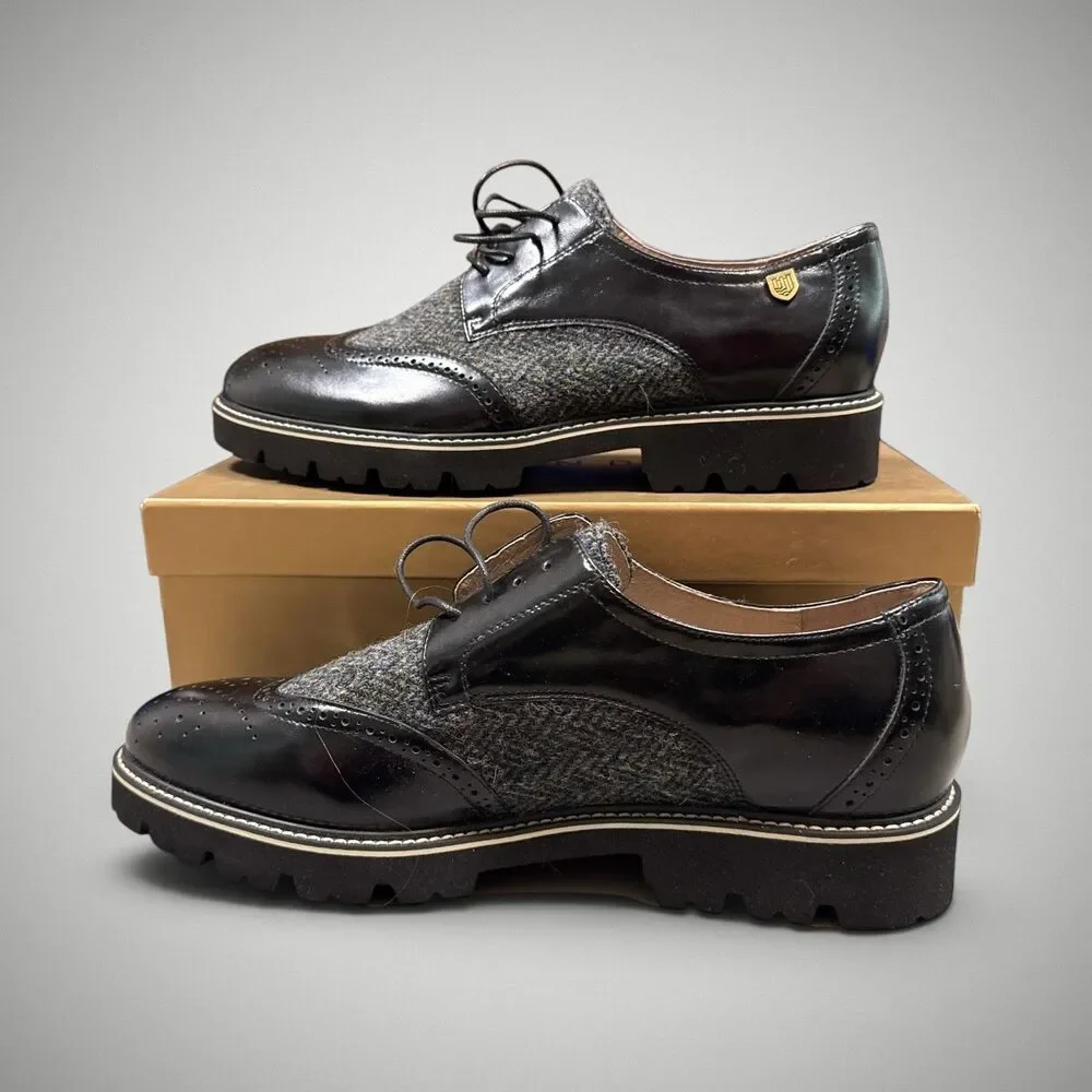 Islander Men's Harris Classic Brogues Black Leather Tweed Sz US 12 / UK 10 ~NIB
